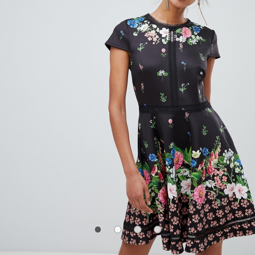 🍒NWT🍒 TED BAKER BLACK SKATER DRESS - Picture 9 of 12